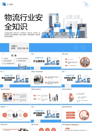 2023物流行业员工安全知识PPT简约时尚风物流行业安全生产培训专题课件模板下载.pptx