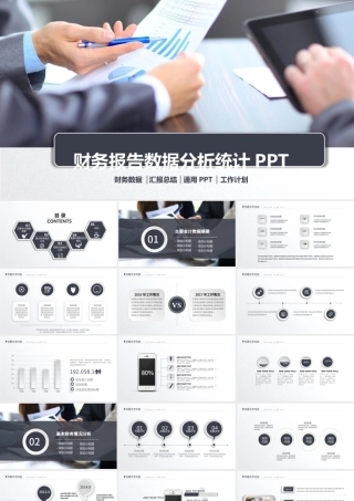 白灰色财务报告财务数据分析统计案例分析PPT模板幻灯片下载.pptx