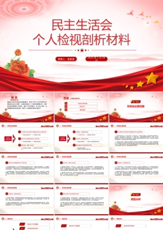 民主生活会个人检视剖析材料PPT模板.pptx