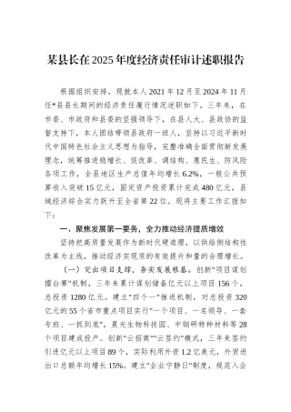 某县长在2025年度经济责任审计述职报告.docx