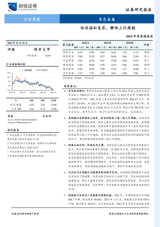 有色金属2024年度策略报告：经济温和复苏，静待上行周期-20231222-财信证券-28页.pdf