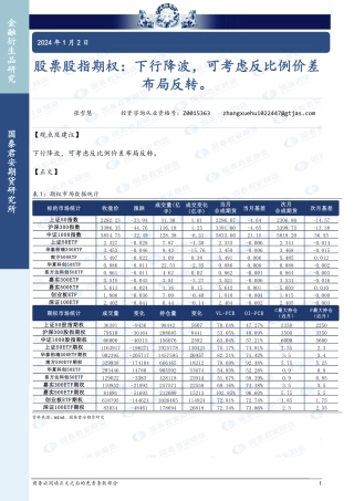 股票股指期权：下行降波，可考虑反比例价差布局反转。-20240102-国泰期货-15页.pdf