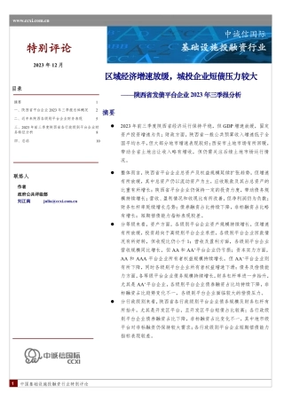 陕西省发债平台企业2023年三季报分析-12页.pdf