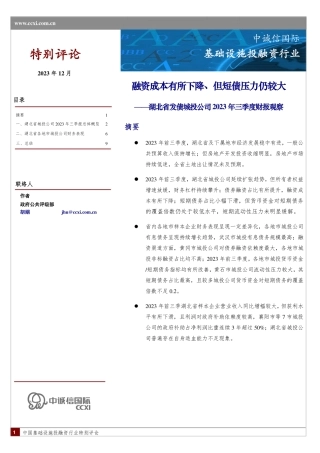 湖北省发债城投公司2023年三季度财报观察-11页.pdf