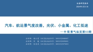 中观景气纵览第53期：汽车、航运景气度改善，光伏、小金属、化工低迷-20240111-华安证券-35页.pdf