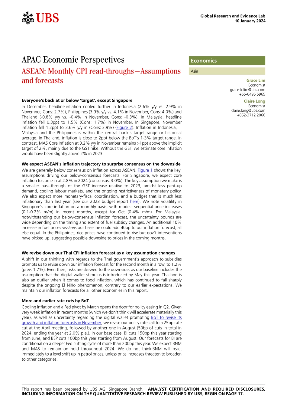 UBS Economics-APAC Economic Perspectives _ASEAN Monthly CPI read-throughs...-105835473.pdf_第1页