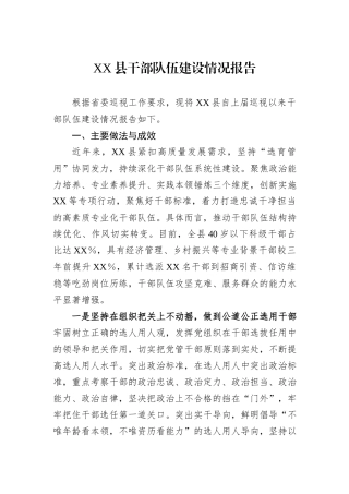 XX县干部队伍建设情况报告.docx