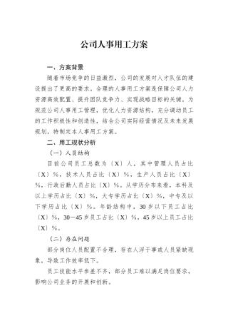 公司人事用工方案.docx