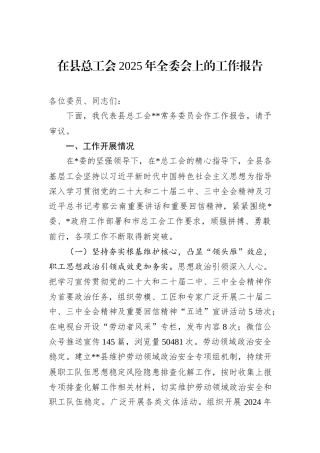 在县总工会2025年全委会上的工作报告.docx