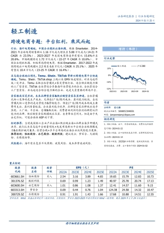轻工制造：跨境电商专题：平台红利，乘风而起-20240125-国盛证券-33页.pdf