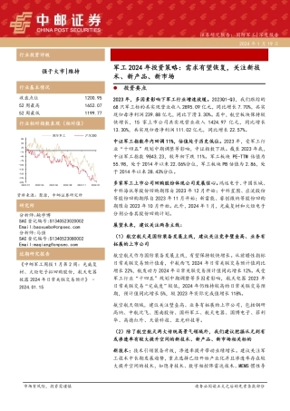 军工2024年投资策略：需求有望恢复，关注新技术、新产品、新市场-20240119-中邮证券-32页.pdf