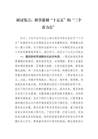 研讨发言：科学谋划“十五五”的“三个着力点”.docx