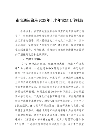 市交通运输局2025年上半年党建工作总结.docx