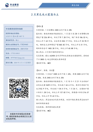 黑色月报：2月黑色或以震荡为主-20240201-华龙期货-16页.pdf