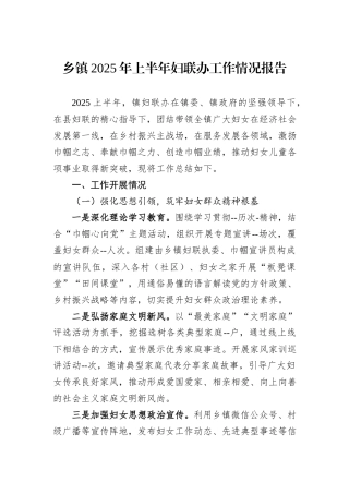 乡镇2025年上半年妇联办工作情况报告.docx