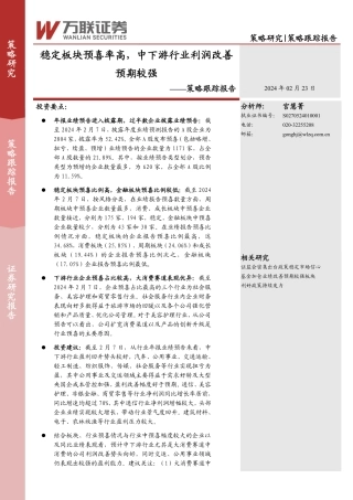 策略跟踪报告：稳定板块预喜率高，中下游行业利润改善预期较强-20240223-万联证券-10页.pdf