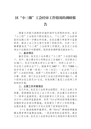 区“小三级”工会经审工作情况的调研报告.docx
