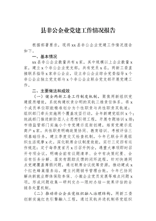 县非公企业党建工作情况报告.docx