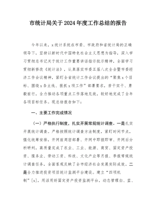 市统计局关于2024年度工作总结的报告.docx