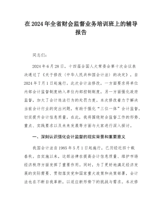 在2024年全省财会监督业务培训班上的辅导报告.docx