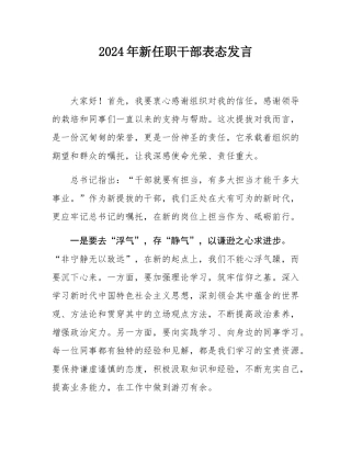 2024年新任职干部表态发言.docx
