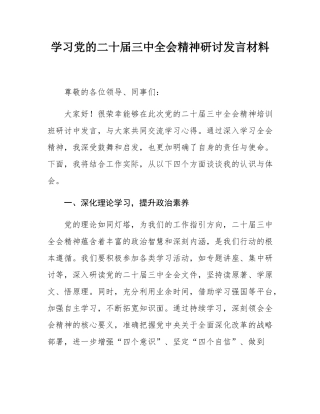 学习党的二十届三中全会精神研讨发言材料.docx