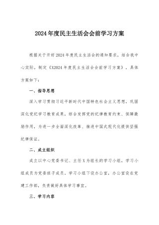 2024年度民主SH会会前学习方案.docx