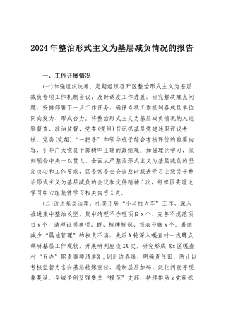 2024年整治形式主义为基层减负情况的报告.docx