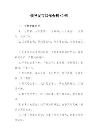 领导发言写作金句40例.docx