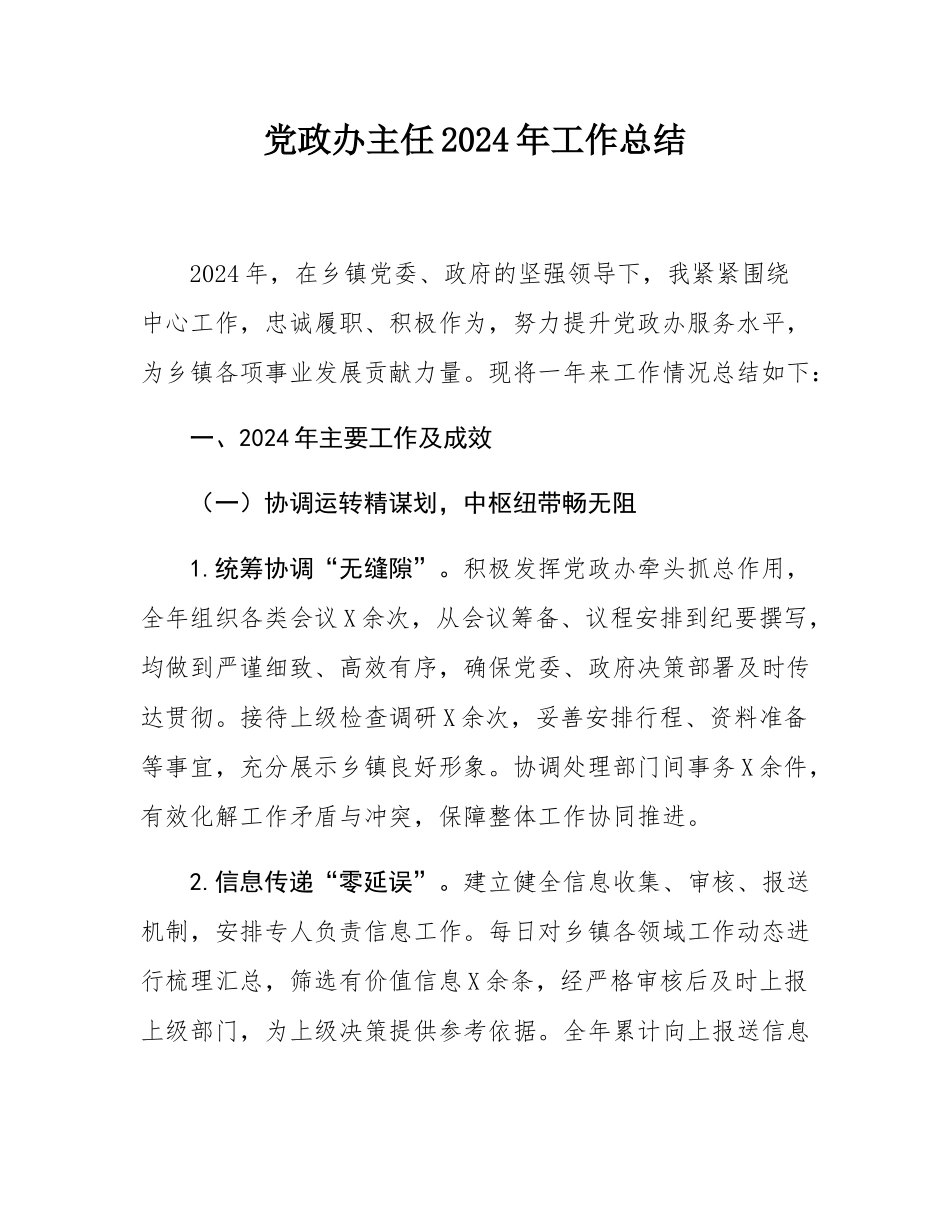 党政办主任2024年工作总结.docx_第1页
