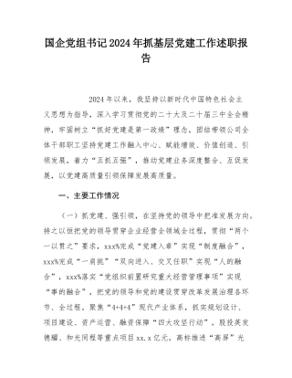 国企党组书记2024年抓基层党建工作述职报告.docx