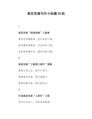 基层党建写作小标题30组.docx