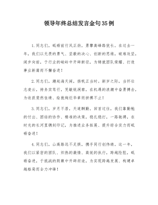 领导年终总结发言金句35例.docx