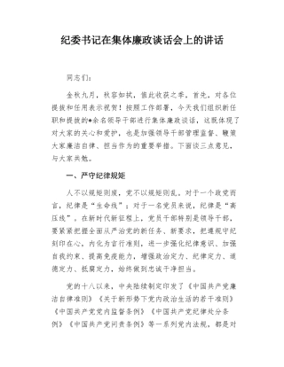 纪委书记在集体廉政谈话上的讲话.docx