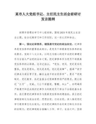 某市人大党组书记、主任民主SH会前研讨发言提纲.docx