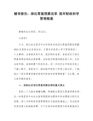 辅导报告：深化零基预算改革 筑牢财政科学管理根基.docx
