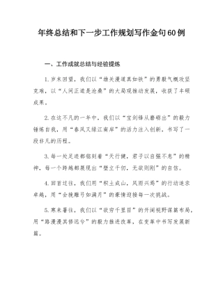 年终总结和下一步工作规划写作金句60例.docx