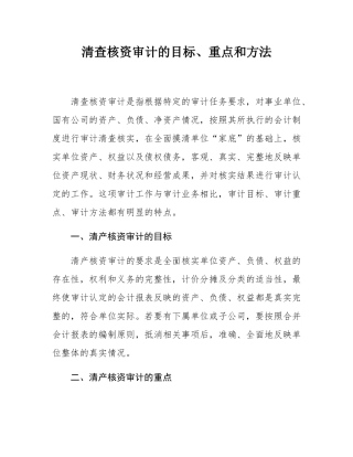 清查核资审计的目标、重点和方法.docx