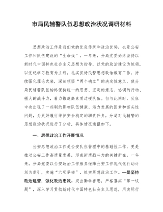 市局民辅警队伍思想政治状况调研材料.docx