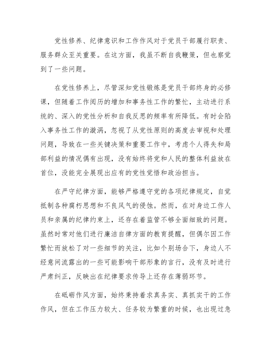 市委副书记 2024 年度民主SH会个人对照检查材料.docx_第3页