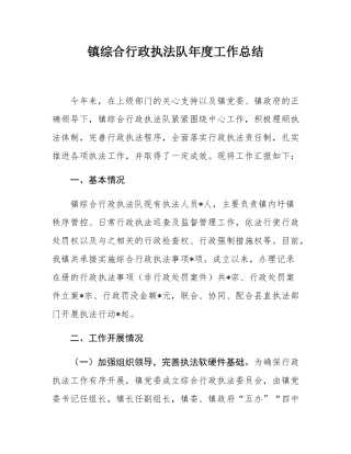 镇综合行政执法队年度工作总结.docx