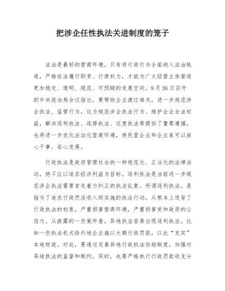 把涉企任性执法关进制度的笼子.docx