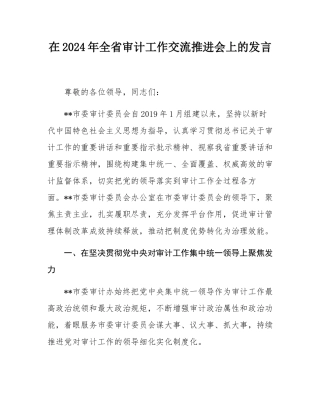 在2024年全省审计工作交流推进会上的发言.docx