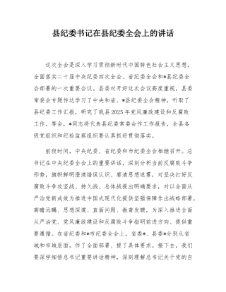 县纪委书记在县纪委全会上的讲话.docx
