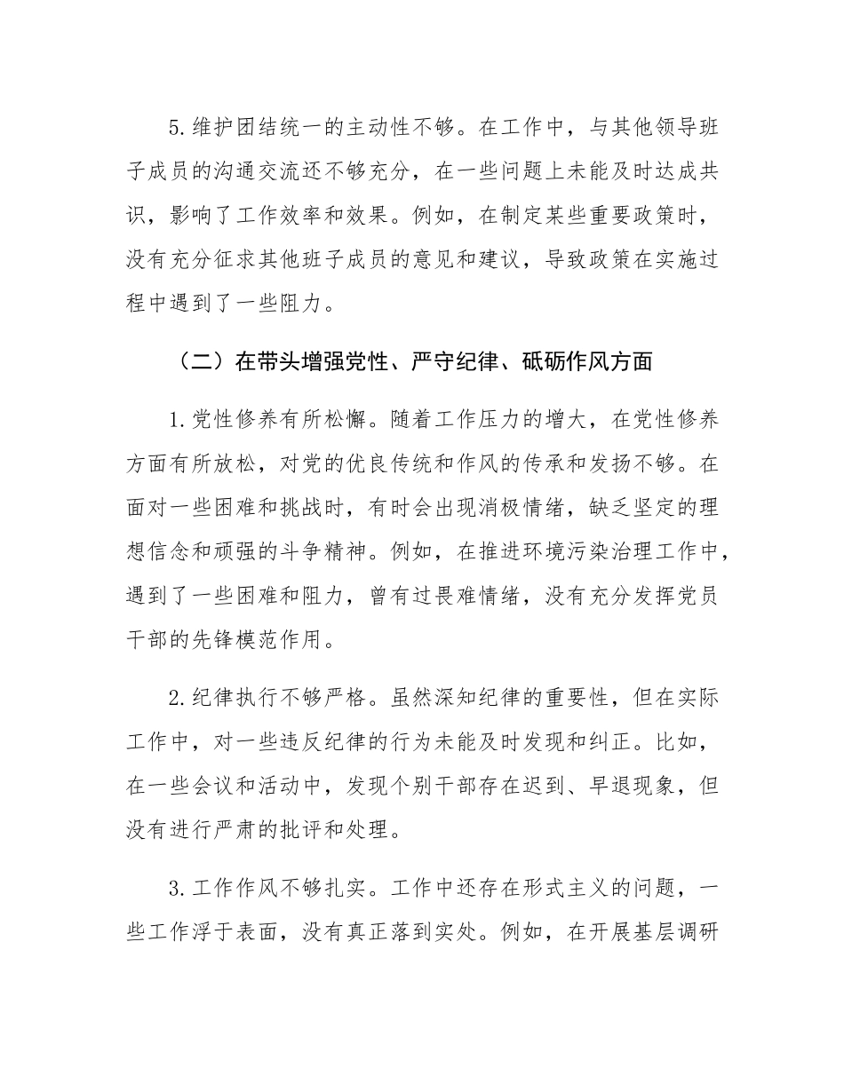 县长关于2024年度民主SH会“四个带头”个人对照检视发言材料.docx_第3页