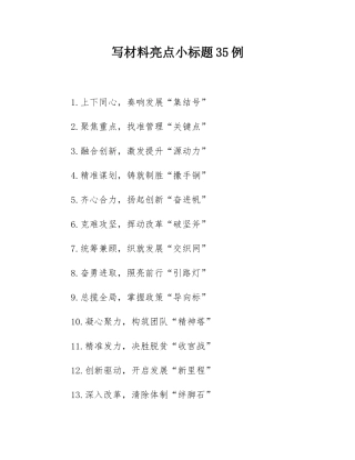 写材料亮点小标题35例.docx