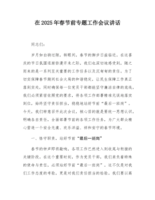 在2025年春节前专题工作会议讲话.docx