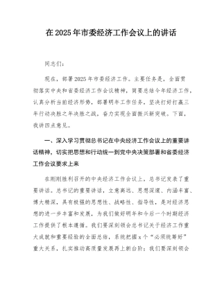 在2025年市委经济工作会议上的讲话.docx