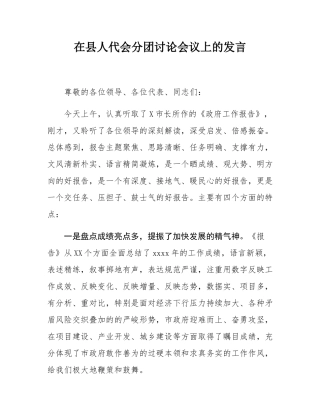 在县人代会分团讨论会议上的发言.docx