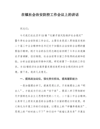 在镇社会治安防控工作会议上的讲话.docx